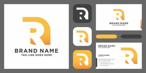 Initial Letter R Logo Design vector Template. Creative R Logo Design with business card design template