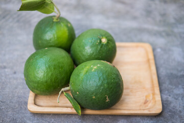 A group of fresh green big lemon