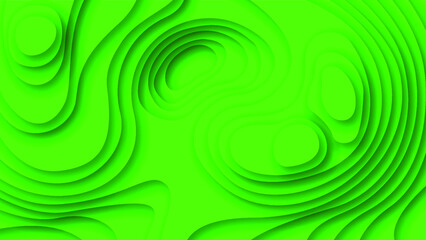 Green Wavy Abstract Paper Cut Background Vector Shadows 3D Smooth Objects Modern Design