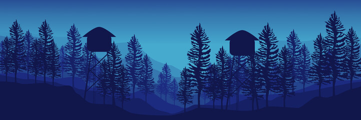 Fototapeta premium mountain landscape sunrise morning flat design vector illustration good for wallpaper, background, backdrop, banner, web, tourism, and design template