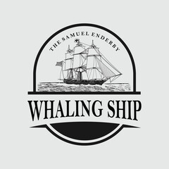 Whaling ship vector illustration already for your brand and or logo business - obrazy, fototapety, plakaty