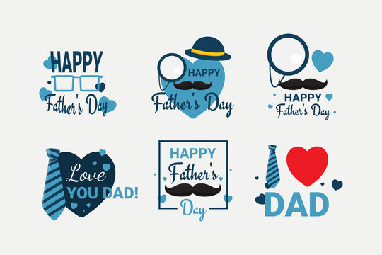 Flat father's day badge collection
