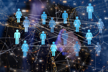 Abstract technology group and data 3d