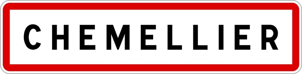 Panneau entrée ville agglomération Chemellier / Town entrance sign Chemellier
