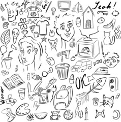 hand drawn doodle icons set
