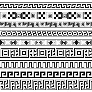 Ancient Greek seamless borders frames pattern set