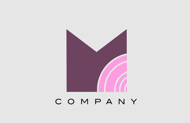Fototapeta na wymiar geometric M alphabet letter logo icon design. Creative template for company and business in color pink