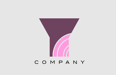 geometric Y alphabet letter logo icon design. Creative template for company and business in color pink
