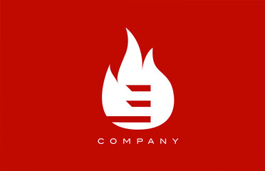 red E fire flames alphabet letter logo design. Creative icon template for business and company