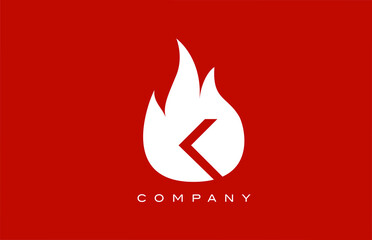 red K fire flames alphabet letter logo design. Creative icon template for business and company