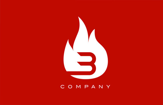 red B fire flames alphabet letter logo design. Creative icon template for business and company