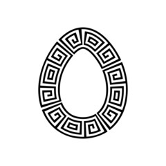 Greek key round frame egg. Greek border. Vector