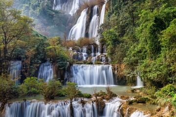 Thi lo su Waterfall,beautiful waterfall in deep in rain forest,Tak province, Thailand,