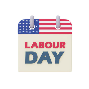 Happy labour day,calendar with american flag,3d rendering
