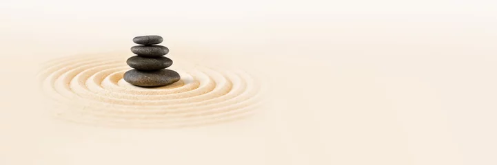 Fotobehang Zen Stenen Zen japanese garden and black stones background. Horizontal banner  © daboost