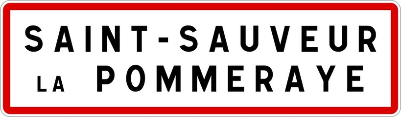 Panneau entrée ville agglomération Saint-Sauveur-la-Pommeraye / Town entrance sign Saint-Sauveur-la-Pommeraye
