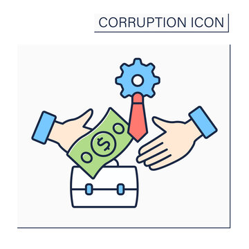 Facilitation Payment Color Icon. Induce Officials To Perform Routine Functions With Intention Of Expediting An Administrative Process. Corruption Concept. Isolated Vector Illustration 