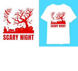 Red and Black Scary Night Halloween T-shirt
