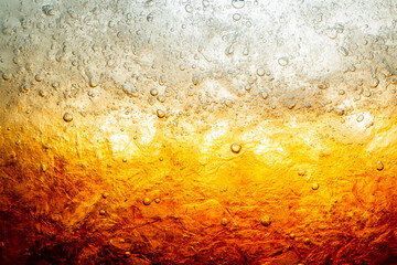 macro soft drink texture,Close up view of the ice cubes in dark cola background. Texture of cooling sweet summer's drink with foam and macro bubbles on the glass wall. Fizzing or floating up to top  - obrazy, fototapety, plakaty