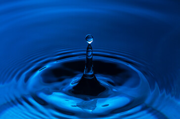 Macro water drop,Blue splash water droplets round water droplets in glass drops, splashes, sprays, abstract shapes out of water,Multicolored water drops