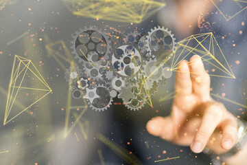 gear system data. Connecting lines and dots.Big data visualization