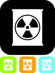 Container with radioactive material. Barrel with dangerous chemical waste vector icon