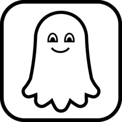 Little cute friendly cartoon ghost. Halloween character vector illustration
