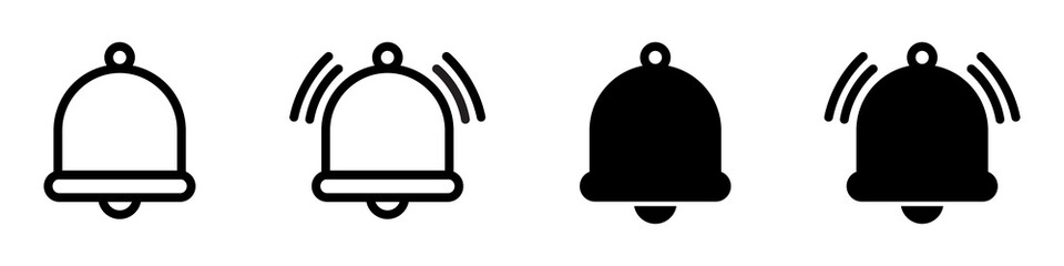 Notification bell icon. Alarm icon symbol. Incoming inbox message. Ringing bells. Alarm clock and smartphone application alert, Vector illustration