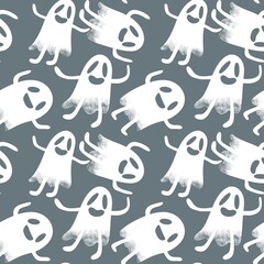 Halloween seamless ghost pattern for wallpaper and packaging and gifts and cards and linens and kids and fabrics
