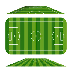 Set of soccer field in top view and perspective view.