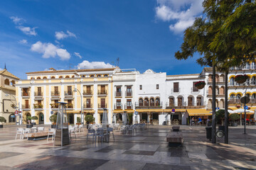 Fototapeta premium Ecija, Spain, March 9, 2022. Square of Spain in the Andalusian city of Ecija, province of Seville.