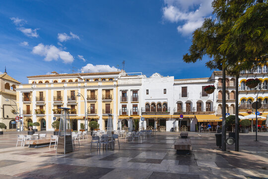 Ecija, Spain, March 9, 2022. Square of Spain in the Andalusian city of Ecija, province of Seville.