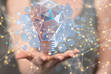 Neural network 3D illustration. Big data and cybersecurity