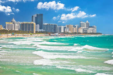 Miami Beach colorful beach and ocean view
