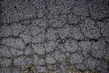 crack on  bitumen pavement road 