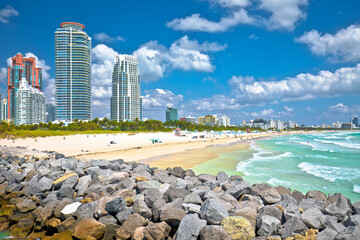 Miami Beach South beach colorful beach and ocean view