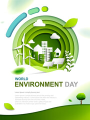 World environment and earth day concept with sustainable energy development-Paper cut design