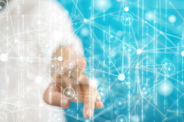 Neural network 3D illustration. Big data and cybersecurity