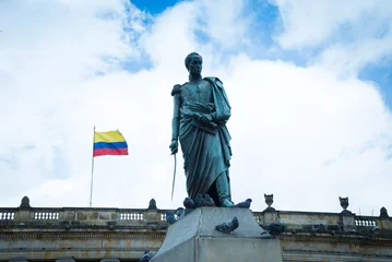 Foto op Canvas A beautiful view of the Bolivar statue and the National Capitol at Bolivar square in Bogota © Fernando M6/Wirestock Creators