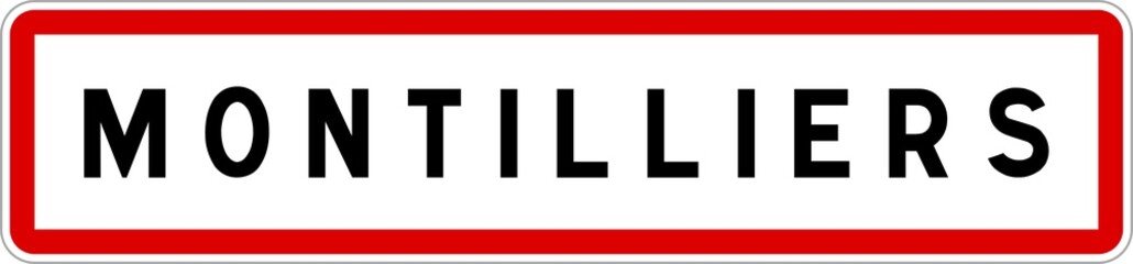 Panneau entrée ville agglomération Montilliers / Town entrance sign Montilliers
