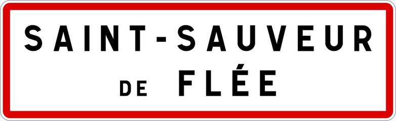 Panneau entrée ville agglomération Saint-Sauveur-de-Flée / Town entrance sign Saint-Sauveur-de-Flée