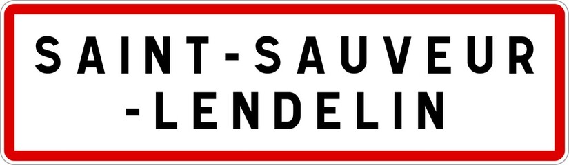 Panneau entrée ville agglomération Saint-Sauveur-Lendelin / Town entrance sign Saint-Sauveur-Lendelin