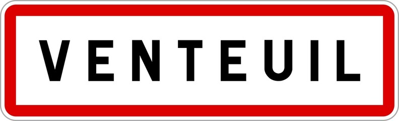 Panneau entrée ville agglomération Venteuil / Town entrance sign Venteuil