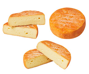 Bavarian mold cheese isolated on white background with clipping path