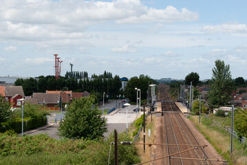View of a railway in Doncaster UK from a bridge