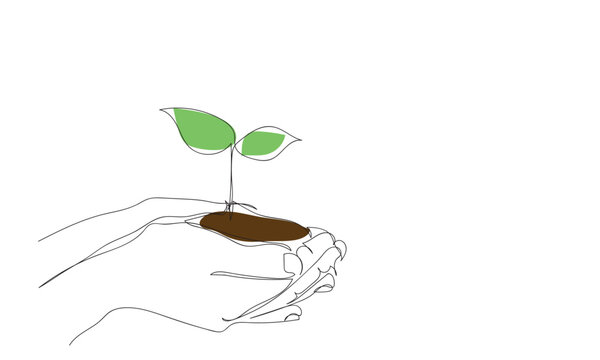 recommend clip art: Hand with Leaves Line Art Drawing. Minimalist.