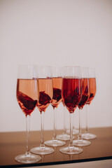 catering, glasses with alcoholic cocktails, aperol