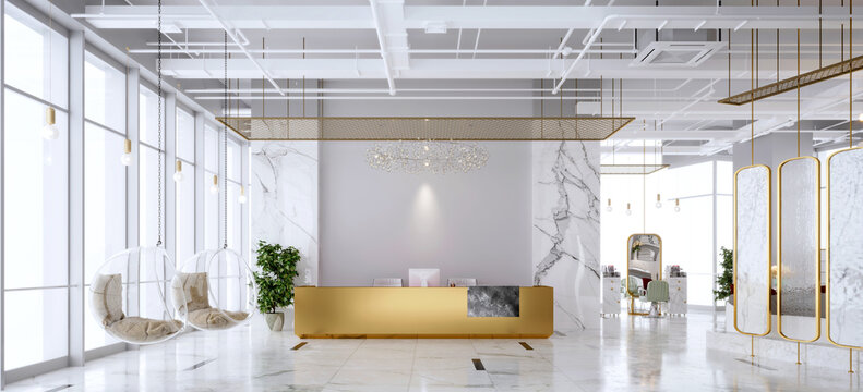 3d Render Of Luxury Spa Reception