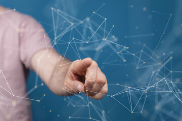 Neural network concept. Connected cells with links.