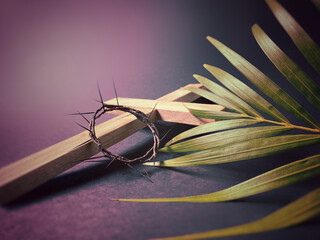 Lent Season,Holy Week and Good Friday concepts - image of palm leaf background. Stock photo.
